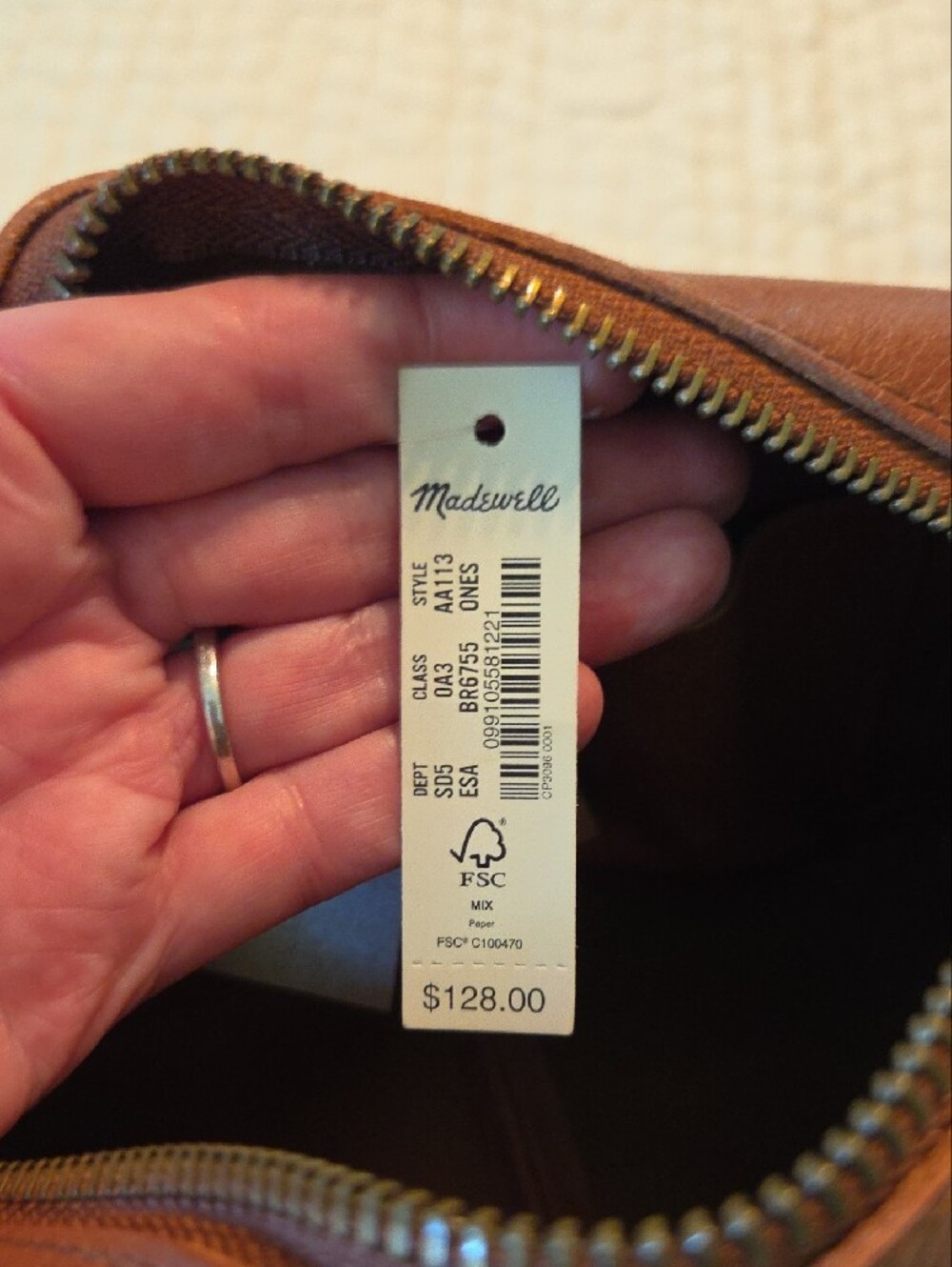 Madewell Tan Leather Crossbody with Cream Fabric Strap - Picture 5 of 6